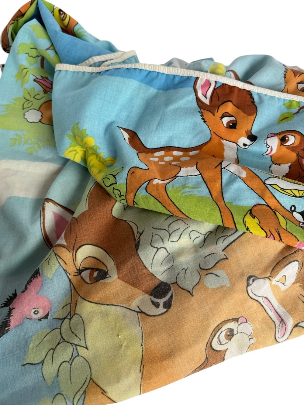 FLAWED Disney Bambi Twin Sheet Set Vintage Fabric Sewing Crafting Upcycling